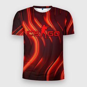 Мужская футболка 3D Slim с принтом CS GO red   neon в Белгороде, 100% полиэстер с улучшенными характеристиками | приталенный силуэт, круглая горловина, широкие плечи, сужается к линии бедра | 