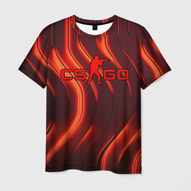 Мужская футболка 3D с принтом CS GO red   neon в Курске, 100% полиэфир | прямой крой, круглый вырез горловины, длина до линии бедер | Тематика изображения на принте: 