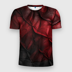 Мужская футболка 3D Slim с принтом Black red texture , 100% полиэстер с улучшенными характеристиками | приталенный силуэт, круглая горловина, широкие плечи, сужается к линии бедра | 