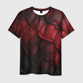 Мужская футболка 3D с принтом Black red texture в Белгороде, 100% полиэфир | прямой крой, круглый вырез горловины, длина до линии бедер | 
