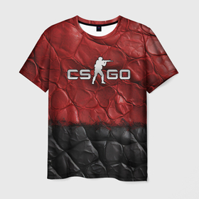 Мужская футболка 3D с принтом CS GO red black texture в Кировске, 100% полиэфир | прямой крой, круглый вырез горловины, длина до линии бедер | 