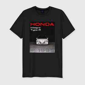 Мужская футболка хлопок Slim с принтом Honda Integra Type R обложка в Белгороде, 92% хлопок, 8% лайкра | приталенный силуэт, круглый вырез ворота, длина до линии бедра, короткий рукав | Тематика изображения на принте: 