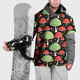 Накидка на куртку 3D с принтом Веселые мухоморчики в Курске, 100% полиэстер |  | Тематика изображения на принте: 