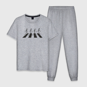 Мужская пижама хлопок с принтом Skeleton Beatles , 100% хлопок | брюки и футболка прямого кроя, без карманов, на брюках мягкая резинка на поясе и по низу штанин
 | 