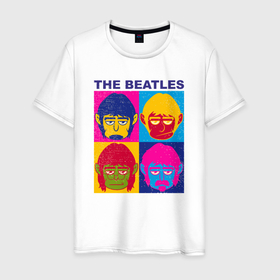 Мужская футболка хлопок с принтом The Beatles color в Белгороде, 100% хлопок | прямой крой, круглый вырез горловины, длина до линии бедер, слегка спущенное плечо. | Тематика изображения на принте: 