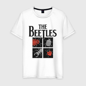 Мужская футболка хлопок с принтом Beetles в Курске, 100% хлопок | прямой крой, круглый вырез горловины, длина до линии бедер, слегка спущенное плечо. | 