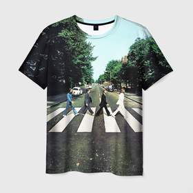 Мужская футболка 3D с принтом The Beatles альбом Abbey Road в Новосибирске, 100% полиэфир | прямой крой, круглый вырез горловины, длина до линии бедер | 