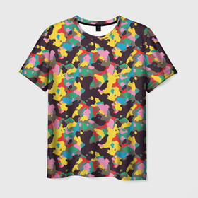 Мужская футболка 3D с принтом Модный красочный камуфляж в Курске, 100% полиэфир | прямой крой, круглый вырез горловины, длина до линии бедер | Тематика изображения на принте: 
