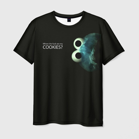 Мужская футболка 3D с принтом Cookie Monster   Где печеньки в Курске, 100% полиэфир | прямой крой, круглый вырез горловины, длина до линии бедер | 