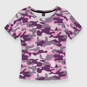 Женская футболка 3D Slim с принтом Модный камуфляж   милитари в Кировске,  |  | 