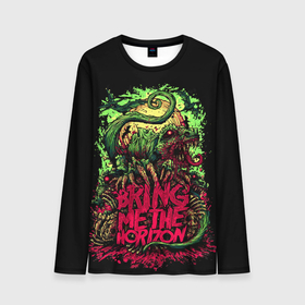 Мужской лонгслив 3D с принтом Bring me the horizon dinosaurs в Кировске, 100% полиэстер | длинные рукава, круглый вырез горловины, полуприлегающий силуэт | 