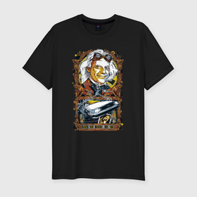 Мужская футболка хлопок Slim с принтом Lloyd time machine в Петрозаводске, 92% хлопок, 8% лайкра | приталенный силуэт, круглый вырез ворота, длина до линии бедра, короткий рукав | Тематика изображения на принте: 