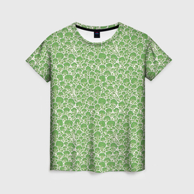 Женская футболка 3D с принтом Паттерн брокколи в Петрозаводске, 100% полиэфир ( синтетическое хлопкоподобное полотно) | прямой крой, круглый вырез горловины, длина до линии бедер | 