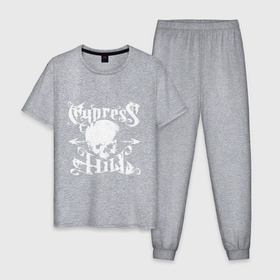 Мужская пижама хлопок с принтом Cypress hill   logo в Кировске, 100% хлопок | брюки и футболка прямого кроя, без карманов, на брюках мягкая резинка на поясе и по низу штанин
 | 