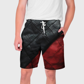 Мужские шорты 3D с принтом Черно   красная кожа в Белгороде,  полиэстер 100% | прямой крой, два кармана без застежек по бокам. Мягкая трикотажная резинка на поясе, внутри которой широкие завязки. Длина чуть выше колен | 