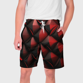 Мужские шорты 3D с принтом Объемная текстура красная кожа в Новосибирске,  полиэстер 100% | прямой крой, два кармана без застежек по бокам. Мягкая трикотажная резинка на поясе, внутри которой широкие завязки. Длина чуть выше колен | 