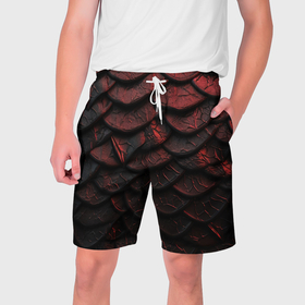 Мужские шорты 3D с принтом Объемная текстура из темных плит в Новосибирске,  полиэстер 100% | прямой крой, два кармана без застежек по бокам. Мягкая трикотажная резинка на поясе, внутри которой широкие завязки. Длина чуть выше колен | 