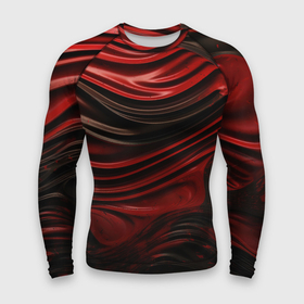 Мужской рашгард 3D с принтом Кожаная красная и черная текстура ,  |  | 