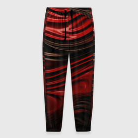 Мужские брюки 3D с принтом Кожаная красная и черная текстура в Белгороде, 100% полиэстер | манжеты по низу, эластичный пояс регулируется шнурком, по бокам два кармана без застежек, внутренняя часть кармана из мелкой сетки | 