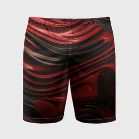 Мужские шорты спортивные с принтом Кожаная красная и черная текстура в Петрозаводске,  |  | 