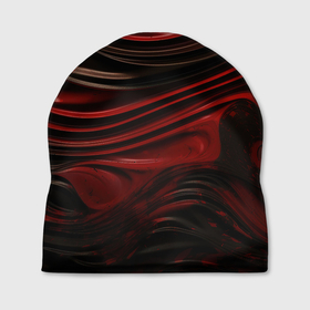 Шапка 3D с принтом Кожаная красная и черная текстура в Белгороде, 100% полиэстер | универсальный размер, печать по всей поверхности изделия | 