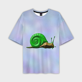 Мужская футболка oversize 3D с принтом Улитка с зеленой раковиной в Екатеринбурге,  |  | 