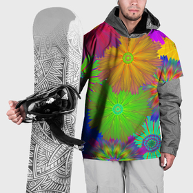 Накидка на куртку 3D с принтом Цветочный орнамент из плоских цветов в Курске, 100% полиэстер |  | 