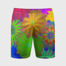Мужские шорты спортивные с принтом Цветочный орнамент из плоских цветов в Курске,  |  | 