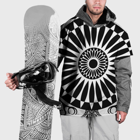 Накидка на куртку 3D с принтом Черно белый узор с радиусами в Рязани, 100% полиэстер |  | 
