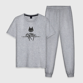 Мужская пижама хлопок с принтом Stray street cat в Курске, 100% хлопок | брюки и футболка прямого кроя, без карманов, на брюках мягкая резинка на поясе и по низу штанин
 | Тематика изображения на принте: 