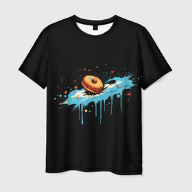 Мужская футболка 3D с принтом Космический пончик в Кировске, 100% полиэфир | прямой крой, круглый вырез горловины, длина до линии бедер | 