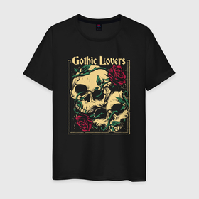 Мужская футболка хлопок с принтом Gothic lovers Любители готики в Петрозаводске, 100% хлопок | прямой крой, круглый вырез горловины, длина до линии бедер, слегка спущенное плечо. | 
