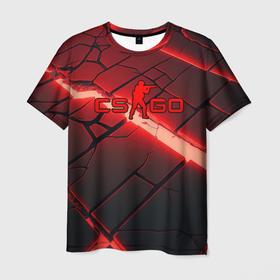 Мужская футболка 3D с принтом CS GO red    neon в Санкт-Петербурге, 100% полиэфир | прямой крой, круглый вырез горловины, длина до линии бедер | 