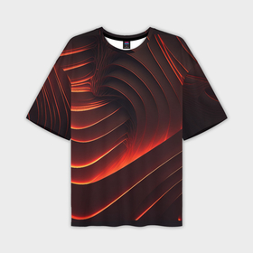 Мужская футболка oversize 3D с принтом Красные абстрактные волны в Белгороде,  |  | 