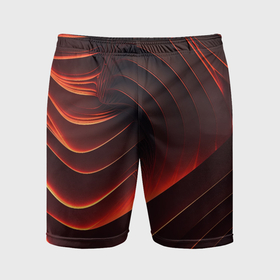 Мужские шорты спортивные с принтом Красные абстрактные волны в Белгороде,  |  | 