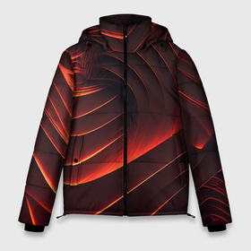 Мужская зимняя куртка 3D с принтом Красные абстрактные волны в Белгороде, верх — 100% полиэстер; подкладка — 100% полиэстер; утеплитель — 100% полиэстер | длина ниже бедра, свободный силуэт Оверсайз. Есть воротник-стойка, отстегивающийся капюшон и ветрозащитная планка. 

Боковые карманы с листочкой на кнопках и внутренний карман на молнии. | 