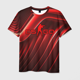 Мужская футболка 3D с принтом CS GO red abstract в Кировске, 100% полиэфир | прямой крой, круглый вырез горловины, длина до линии бедер | 
