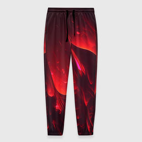 Мужские брюки 3D с принтом Красные огоньки абстракция в Петрозаводске, 100% полиэстер | манжеты по низу, эластичный пояс регулируется шнурком, по бокам два кармана без застежек, внутренняя часть кармана из мелкой сетки | 