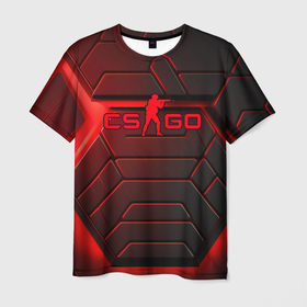 Мужская футболка 3D с принтом Red neon CS GO в Курске, 100% полиэфир | прямой крой, круглый вырез горловины, длина до линии бедер | Тематика изображения на принте: 