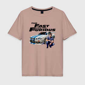 Мужская футболка хлопок Oversize с принтом Брайан ОКоннер Nissan Skyline R34 в Тюмени, 100% хлопок | свободный крой, круглый ворот, “спинка” длиннее передней части | 