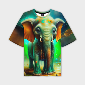 Мужская футболка oversize 3D с принтом слоненок симпатичный в Санкт-Петербурге,  |  | 