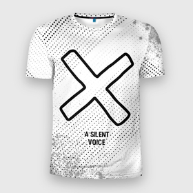 Мужская футболка 3D Slim с принтом A Silent Voice glitch на светлом фоне в Петрозаводске, 100% полиэстер с улучшенными характеристиками | приталенный силуэт, круглая горловина, широкие плечи, сужается к линии бедра | 