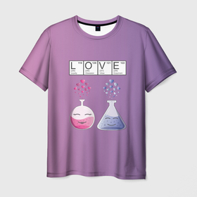 Мужская футболка 3D с принтом Химия Любви в Санкт-Петербурге, 100% полиэфир | прямой крой, круглый вырез горловины, длина до линии бедер | Тематика изображения на принте: 