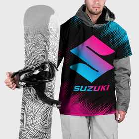 Накидка на куртку 3D с принтом Suzuki   neon gradient в Белгороде, 100% полиэстер |  | 