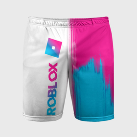 Мужские шорты спортивные с принтом Roblox neon gradient style: по вертикали ,  |  | 