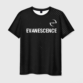 Мужская футболка 3D с принтом Evanescence glitch на темном фоне: символ сверху в Екатеринбурге, 100% полиэфир | прямой крой, круглый вырез горловины, длина до линии бедер | Тематика изображения на принте: 