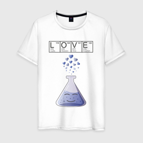 Мужская футболка хлопок с принтом Химия любви   для него в Петрозаводске, 100% хлопок | прямой крой, круглый вырез горловины, длина до линии бедер, слегка спущенное плечо. | 