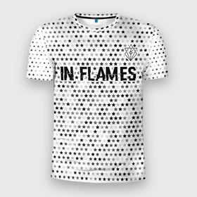 Мужская футболка 3D Slim с принтом In Flames glitch на светлом фоне: символ сверху в Новосибирске, 100% полиэстер с улучшенными характеристиками | приталенный силуэт, круглая горловина, широкие плечи, сужается к линии бедра | 