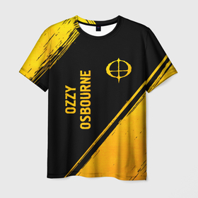 Мужская футболка 3D с принтом Ozzy Osbourne   gold gradient: надпись, символ в Кировске, 100% полиэфир | прямой крой, круглый вырез горловины, длина до линии бедер | 