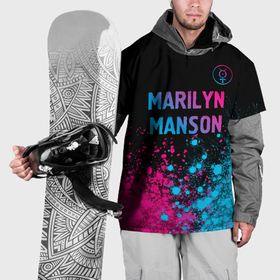 Накидка на куртку 3D с принтом Marilyn Manson   neon gradient: символ сверху в Новосибирске, 100% полиэстер |  | 